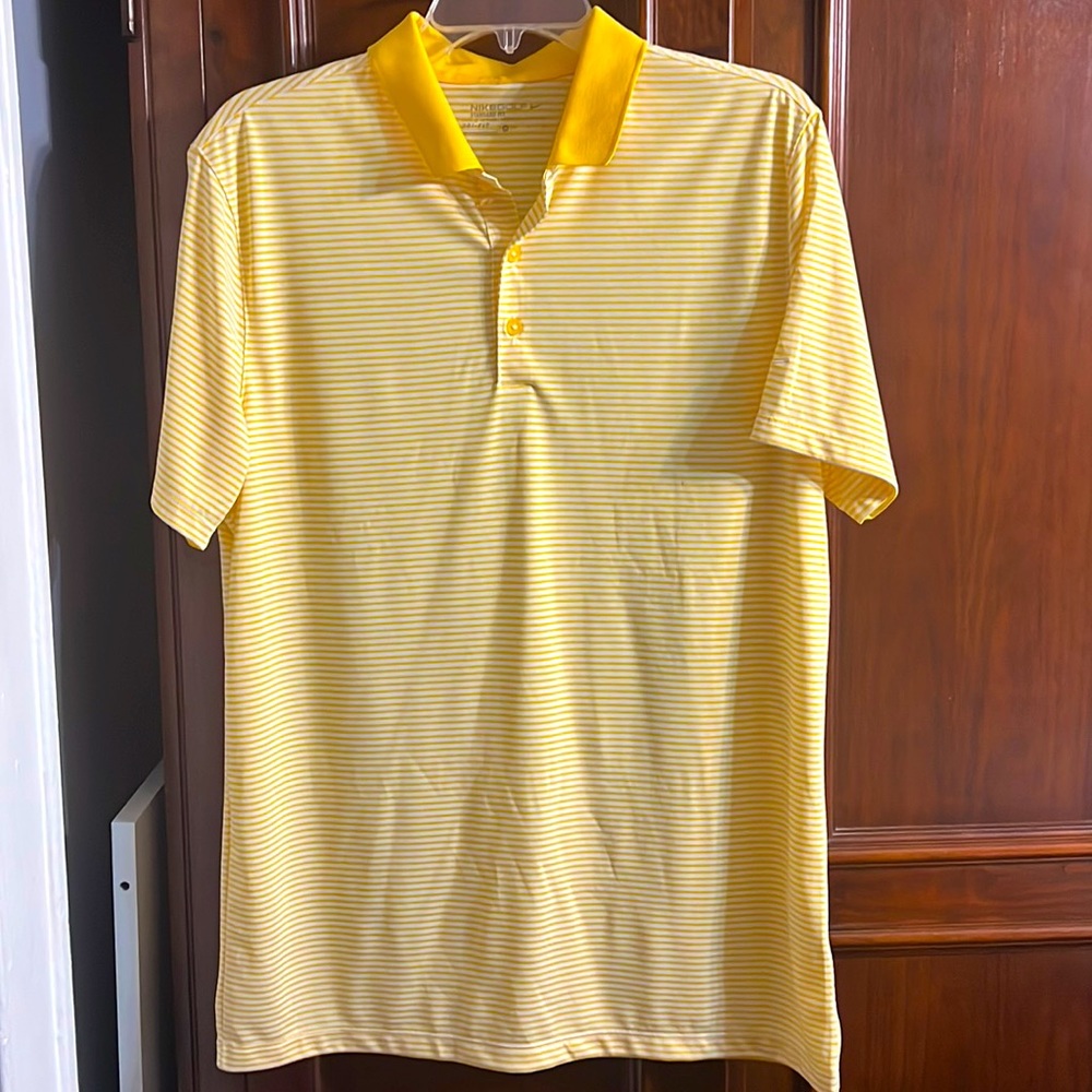 M Nike Golf Icon Stripe Dri-Fit Men Polo Shirt Yellow
